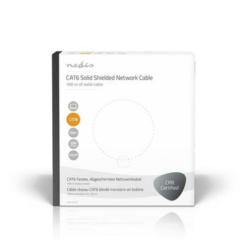 CCBGFTP6GY100S Netwerk kabel rol | cat6 | solid | f/utp | koper | 100.0 m | binnenshuis | rond | pvc | grijs | gift Verpakking foto