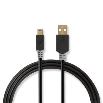 CCBP60300AT20 Usb-kabel | usb 2.0 | usb-a male | usb mini-b 5-pins male | 480 mbps | verguld | 2.00 m | rond | pvc