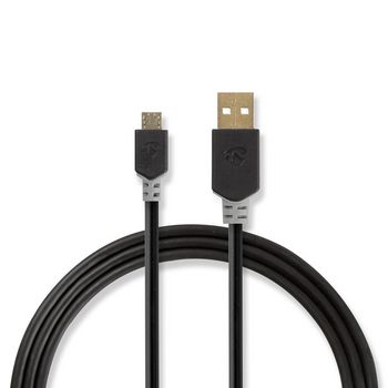 CCBP60500AT20 Usb-kabel | usb 2.0 | usb-a male | usb micro-b male | 480 mbps | verguld | 2.00 m | rond | pvc | ant