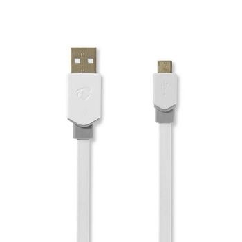 CCBP60500WT10 Usb-kabel | usb 2.0 | usb-a male | usb micro-b male | 480 mbps | verguld | 1.00 m | plat | pvc | wit