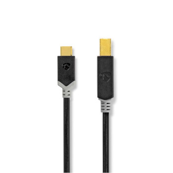 CCBW60651AT20 Usb-kabel | usb 2.0 | usb-c™ male | usb-b male | 15 w | 480 mbps | verguld | 2.00 m | rond | p