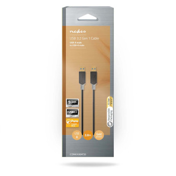 CCBW61000AT20 Usb-kabel | usb 3.2 gen 1 | usb-a male | usb-a male | 5 gbps | verguld | 2.00 m | rond | pvc | antra  foto