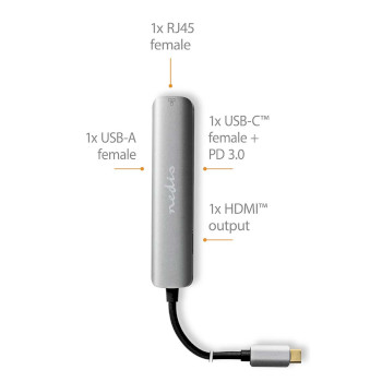 CCBW64220AT02 Usb multi-port adapter | 4-in-1 | usb 3.2 gen 1 | usb-c™ male | hdmi™ output / rj45 fema Product foto