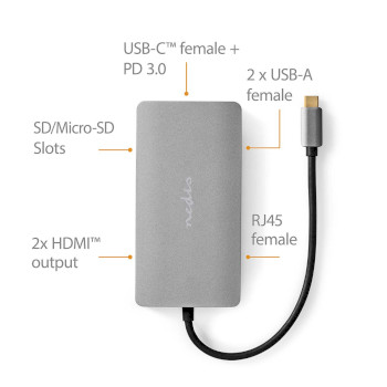 CCBW64250AT02 Usb multi-port adapter | usb 3.2 gen 1 | usb-c™ male | micro sd / rj45 female / sd / usb-cT Product foto