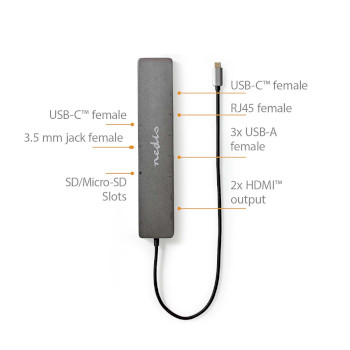 CCBW64260AT02 Usb multi-port adapter | 10-in-1 | usb 3.2 gen 1 | usb-c™ male | micro sd / rj45 female / sd / Product foto
