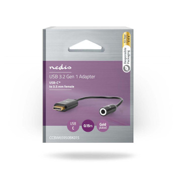 CCBW65950BK015 Usb-c™ adapter | usb 3.2 gen 1 | usb-c™ male | 3,5 mm female | 0.15 m | rond | vernikkel  foto