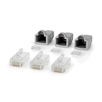 CCBW89350GY Rj45-connector | male | solid utp cat5 | recht | verguld | 10 stuks | pvc | grijs | window box met e Product foto