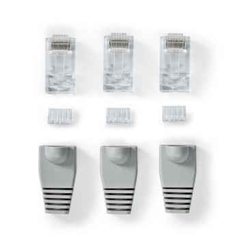 CCBW89355GY Rj45-connector | male | solid utp cat6 | recht | verguld | 10 stuks | pvc | grijs | doos Product foto