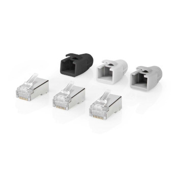 CCBW89380GY Rj45-connector | rj45 pass through | stevig/gesnoerd ftp cat6a | recht | verguld | 10 stuks | pvc |  Product foto