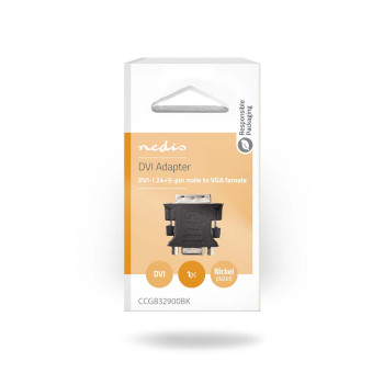 CCGB32900BK Dvi-adapter | dvi-i 24+5-pin male | vga female 15p | vernikkeld | recht | pvc | zwart | doos Verpakking foto