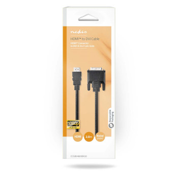 CCGB34800BK20 Hdmi™ kabel | hdmi™ connector | dvi-d 24+1-pins male | 1080p | vernikkeld | 2.00 m | rec Verpakking foto