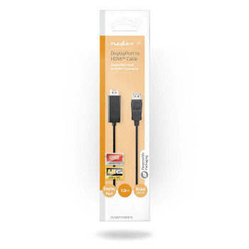 CCGB37100BK10 Displayport-kabel | displayport male | hdmi™ connector | 4k@30hz | vernikkeld | 1.00 m | rond   foto