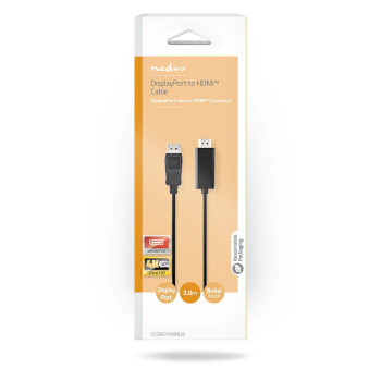 CCGB37100BK20 Displayport-kabel | displayport male | hdmi™ connector | 4k@30hz | vernikkeld | 2.00 m | rond  Verpakking foto