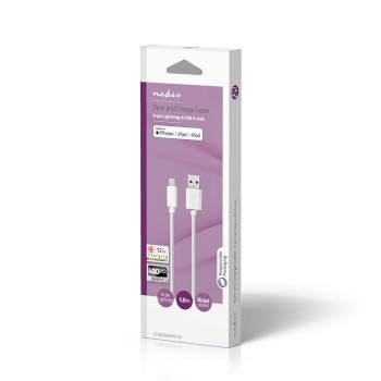 CCGB39300WT10 Lightning kabel | usb 2.0 | apple lightning 8-pins | usb-a male | 480 mbps | vernikkeld | 1.00 m | r Verpakking foto