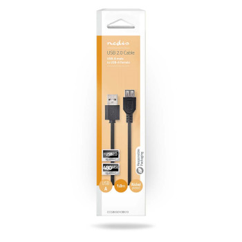 CCGB60010BK10 Usb-kabel | usb 2.0 | usb-a male | usb-a female | 480 mbps | vernikkeld | 1.00 m | rond | pvc | zwar  foto