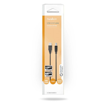 CCGB60100BK10 Usb-kabel | usb 2.0 | usb-a male | usb-b male | 480 mbps | vernikkeld | 1.00 m | rond | pvc | zwart   foto