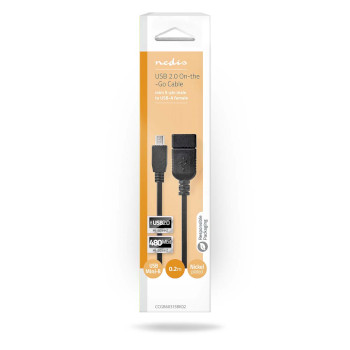 CCGB60315BK02 Usb-adapter | usb 2.0 | mini 5-pin male | usb-a female | 480 mbps | otg | 0.20 m | rond | vernikkeld  foto