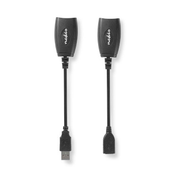 CCGB60EXTBK500 Actieve usb-kabel | usb 1.1 | usb-a male | rj45 female | 12 mbps | 0.20 m | rond | vernikkeld | pvc 
