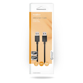 CCGB61000BK20 Usb-kabel | usb 3.2 gen 1 | usb-a male | usb-a male | 5 gbps | vernikkeld | 2.00 m | rond | pvc | zw  foto