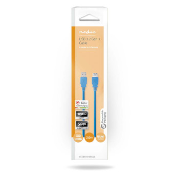 CCGB61010BU20 Usb-kabel | usb 3.2 gen 1 | usb-a male | usb-a female | 5 gbps | vernikkeld | 2.00 m | rond | pvc |  Verpakking foto