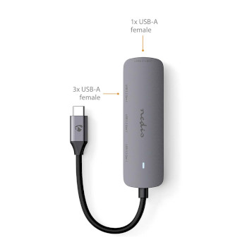 CCGB64220GY01 Usb-hub | 1x usb-c™ | 4x usb a female | 4-poorts poort(en) | usb 3.2 gen 1 | usb gevoed | 5 gb Product foto