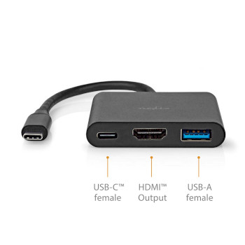 CCGB64770BK01 Usb multi-port adapter | 3-in-1 | usb 3.2 gen 1 | usb-c™ male | hdmi™ output / usb-a fem Product foto