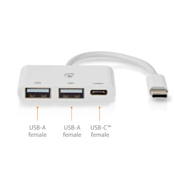 CCGB64785WT01 Usb-hub | 1x usb-c™ | 1x usb-c™ / 2x usb 2.0 a female | 3 poort(en) | usb gevoed Product foto