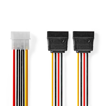 CCGB73520VA015 Interne voedingskabel | molex male | 2x sata 15-pins female | verguld | 0.15 m | rond | pvc | multic