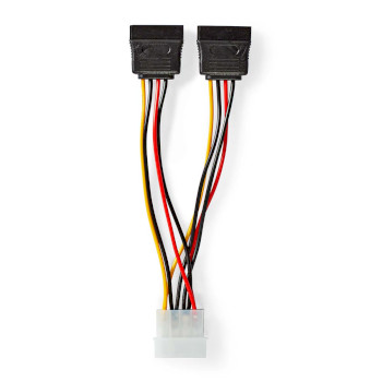 CCGB73520VA015 Interne voedingskabel | molex male | 2x sata 15-pins female | verguld | 0.15 m | rond | pvc | multic Product foto