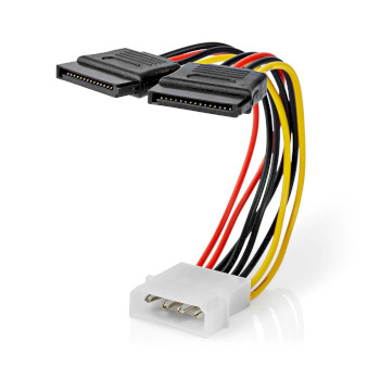 CCGB73520VA015 Interne voedingskabel | molex male | 2x sata 15-pins female | verguld | 0.15 m | rond | pvc | multic Product foto