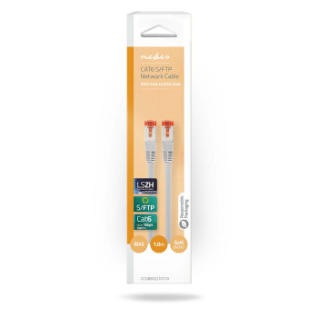 CCGB85221GY10 Cat6 netwerkkabel | rj45 male | rj45 male | s/ftp | 1.00 m | binnenshuis | rond | lszh | grijs | doo  foto