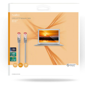 CCGB85221GY200 Cat6 netwerkkabel | rj45 male | rj45 male | s/ftp | 20.0 m | binnenshuis | rond | lszh | grijs | doo  foto