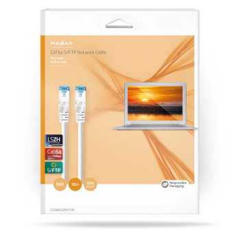 CCGB85330WT100 Cat6a netwerkkabel | s/ftp | rj45 male | rj45 male | 10.0 m | snagless | rond | lszh | wit | doos  foto