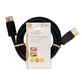 CCGL37014BK20 Displayport-kabel | displayport male | displayport male | 8k@60hz | vernikkeld | 2.00 m | rond | pvc  foto