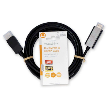 CCGL37100BK30 Displayport-kabel | displayport male | hdmi™ connector | 1080p | vernikkeld | 3.00 m | rond |   foto