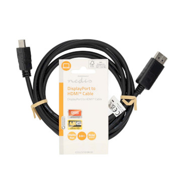 CCGL37101BK20 Displayport-kabel | displayport male | hdmi™ connector | 4k@30hz | vernikkeld | 2.00 m | rond   foto