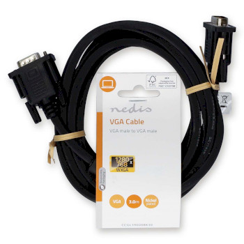 CCGL59000BK30 Vga-kabel | vga male | vga male | vernikkeld | maximale resolutie: 1280x768 | 3.00 m | rond | abs |   foto