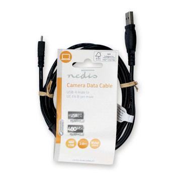 CCGL60810BK20 Usb-kabel | usb 2.0 | usb-a male | us-e6 8-pins male | 480 mbps | vernikkeld | 2.00 m | rond | pvc |  foto