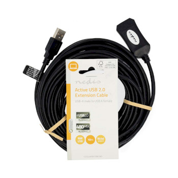 CCGL60EXTBK100 Actieve usb-kabel | usb 2.0 | usb-a male | usb-a female | 480 mbps | 10.0 m | rond | vernikkeld | pv  foto