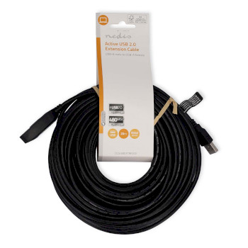 CCGL60EXTBK200 Actieve usb-kabel | usb 2.0 | usb-a male | usb-a female | 480 mbps | 20.0 m | rond | vernikkeld | pv  foto