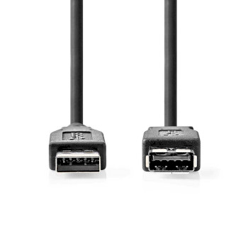 CCGL61010BK20 Usb-kabel | usb 3.2 gen 1 | usb-a male | usb-a female | 5 gbps | vernikkeld | 2.00 m | rond | pvc | 