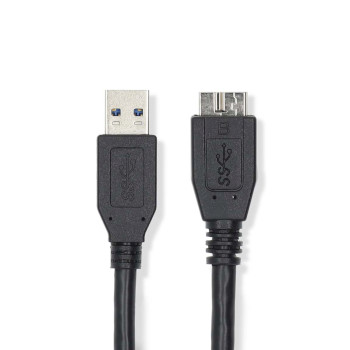 CCGL61500BK05 Usb-kabel | usb 3.2 gen 1 | usb-a male | usb micro-b male | 5 gbps | vernikkeld | 0.50 m | rond | pv