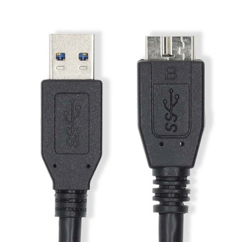 CCGL61500BK10 Usb-kabel | usb 3.2 gen 1 | usb-a male | usb micro-b male | 5 gbps | vernikkeld | 1.00 m | rond | pv