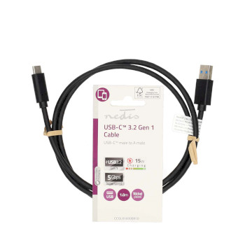 CCGL61600BK10 Usb-kabel | usb 3.2 gen 1 | usb-a male | usb-c™ male | 15 w | 5 gbps | vernikkeld | 1.00 m | r  foto