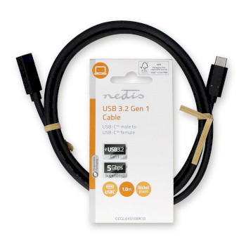 CCGL64010BK10 Usb-kabel | usb 3.2 gen 1 | usb-c™ male | usb-c™ female | 60 w | 4k@60hz | 5 gbps | vern  foto