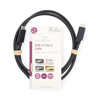 CCGL64020BK10 Usb-kabel | usb 3.2 gen 2 | usb-c™ male | usb-c™ male | 100 w | 4k@60hz | 20 gbps | vern  foto