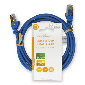 CCGL85121BU20 Cat5e netwerkkabel | sf/utp | rj45 male | rj45 male | 2.00 m | rond | pvc | blauw | label  foto