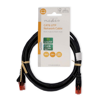 CCGL85200BK20 Cat6 netwerkkabel | rj45 male | rj45 male | u/utp | 2.00 m | rond | pvc | zwart | label  foto