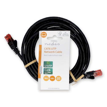 CCGL85200BK30 Cat6 netwerkkabel | rj45 male | rj45 male | u/utp | 3.00 m | rond | pvc | zwart | label  foto