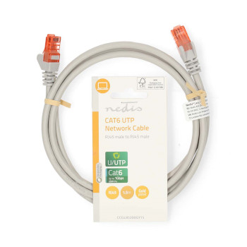 CCGL85200GY15 Cat6 netwerkkabel | rj45 male | rj45 male | u/utp | 1.50 m | rond | pvc | grijs | label  foto